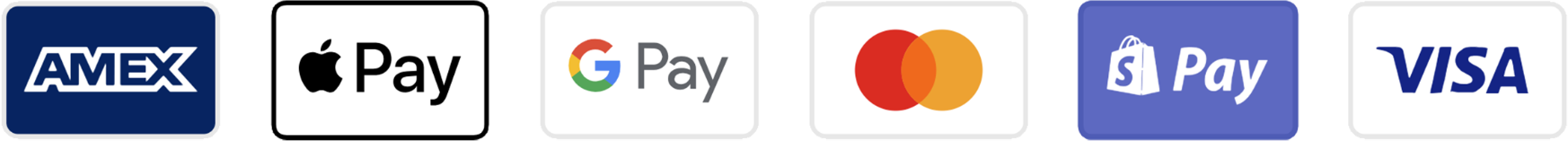 Accepted payment methods: Amex, Apple Pay, Google Pay, Mastercard, Shop Pay, Visa